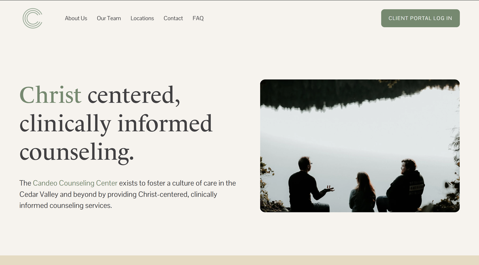 Candeo Counseling Center website redesign - Home page showing updated design